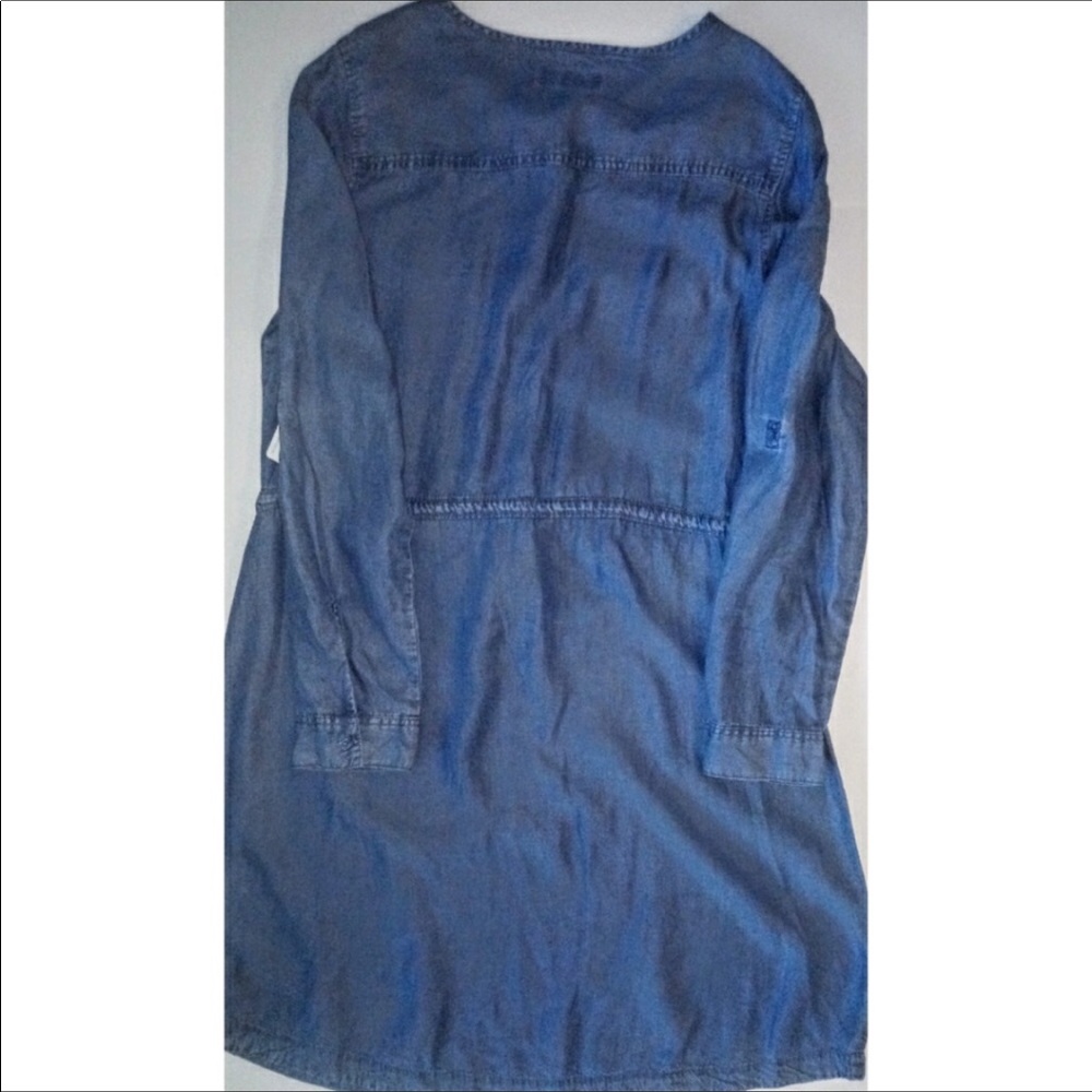 Chambray Button Front Drawstring Shirtdress - image 3